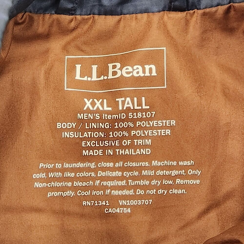L.L. Bean Puffer Jacket Men's 2XLT Navy Blue Primaloft Snap Up Quilted Outdoor - Picture 3 of 6